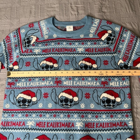 Disney Stitch Melé Kalikimaka Blue Christmas Sweater Holiday Size Large - Picture 6 of 11